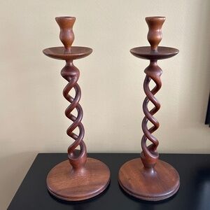 Pair of Vintage Open Barley Twist Candle Sticks